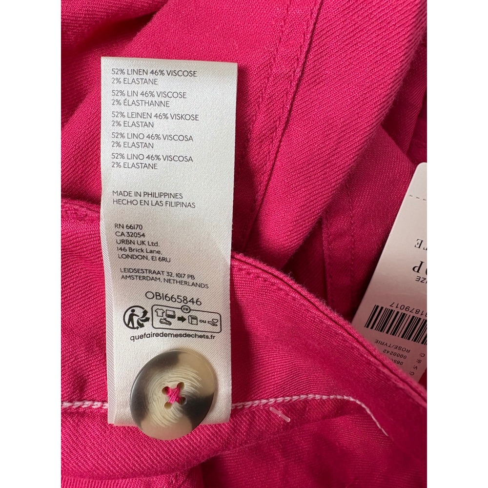 Maeve Anthropologie The Colette Wide Leg Pants Pink Petite 30P NWT Linen Blend - Picture 7 of 8